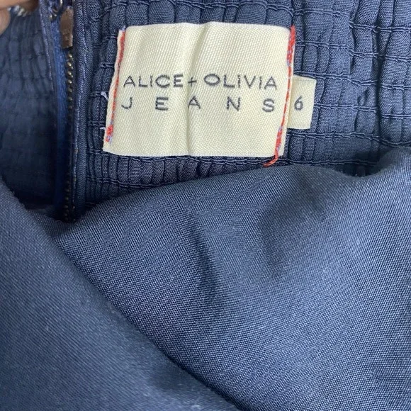 Alice + Olivia Jeans Jaymee Tie Neck Cropped Denim Halter Top Women's Sz 6 - Picture 9 of 12